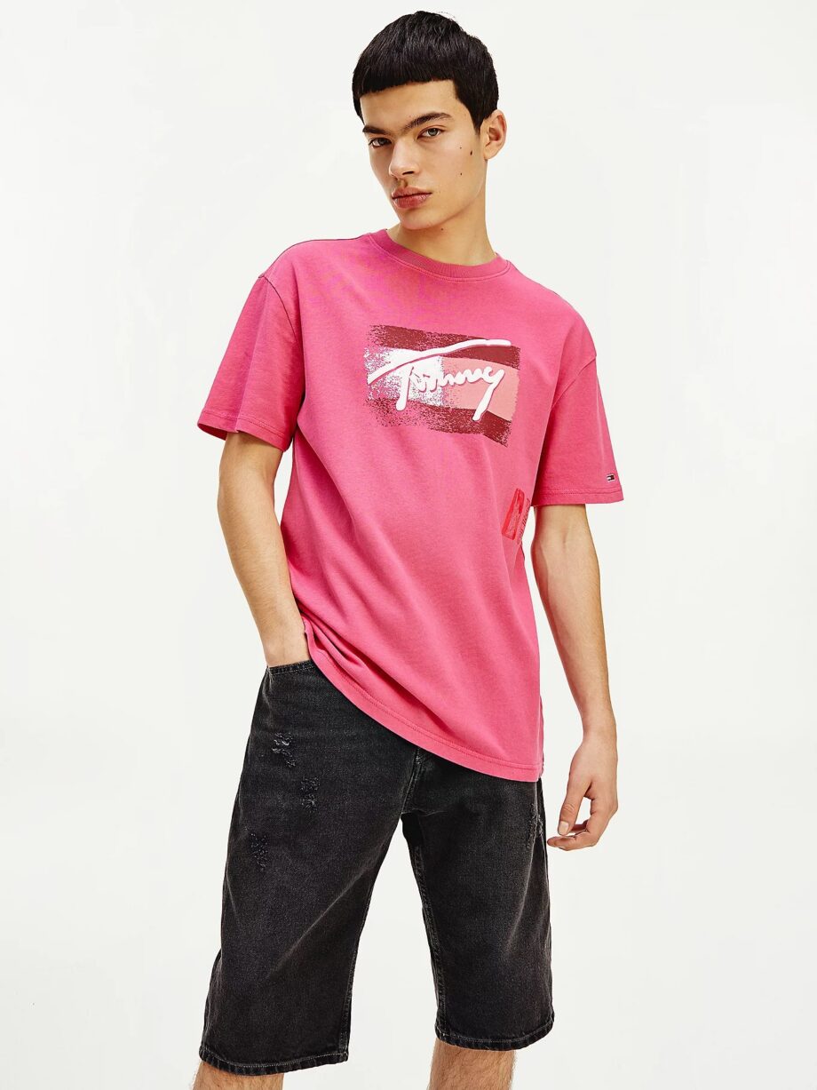 Tommy Jeans T-Shirt aus Bio-Baumwolle mit Vintage-Effekt Pink