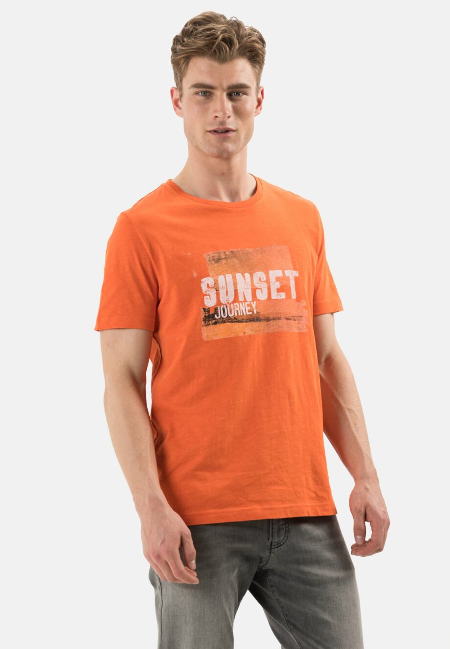 Camel active Kurzarm T-Shirt mit Rundhals, orange