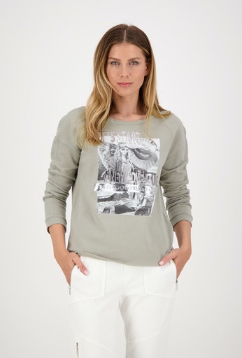 Monari Sweatshirt aus nachhaltiger Mode Shop green Print, - frosty mit Baumwolle Hartmann