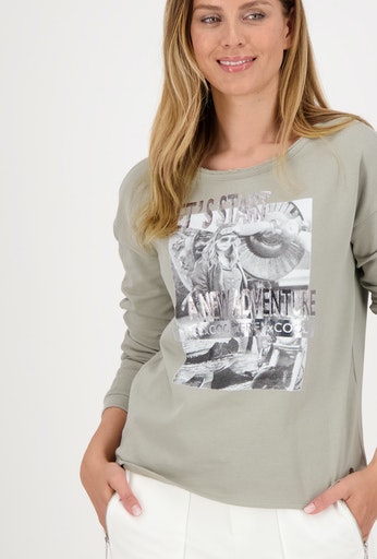 Monari Sweatshirt aus green frosty mit Print, nachhaltiger Baumwolle - Mode Shop Hartmann