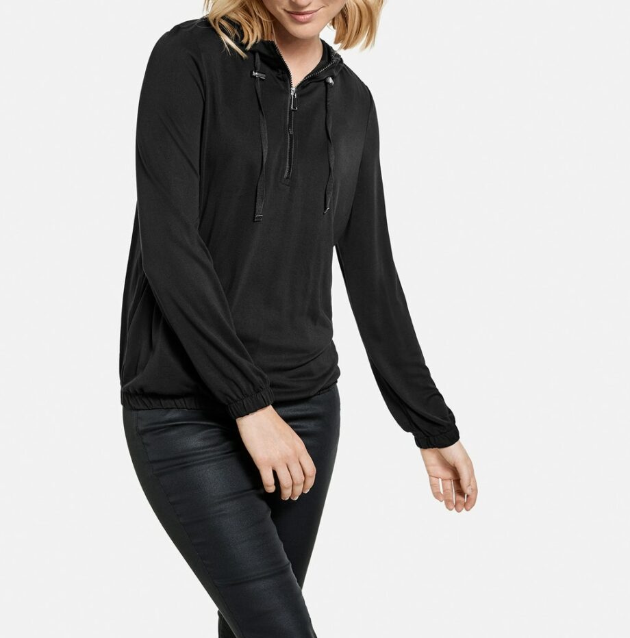 TAIFUN Hoodie mit Reißverschluss, black