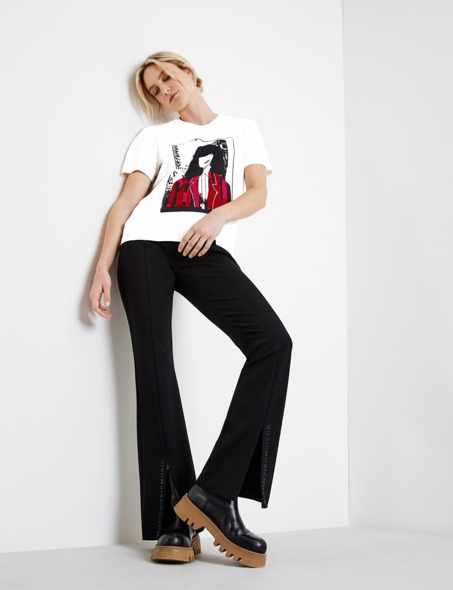 Taifun T-Shirt mit Front-Print, offwhite gemustert