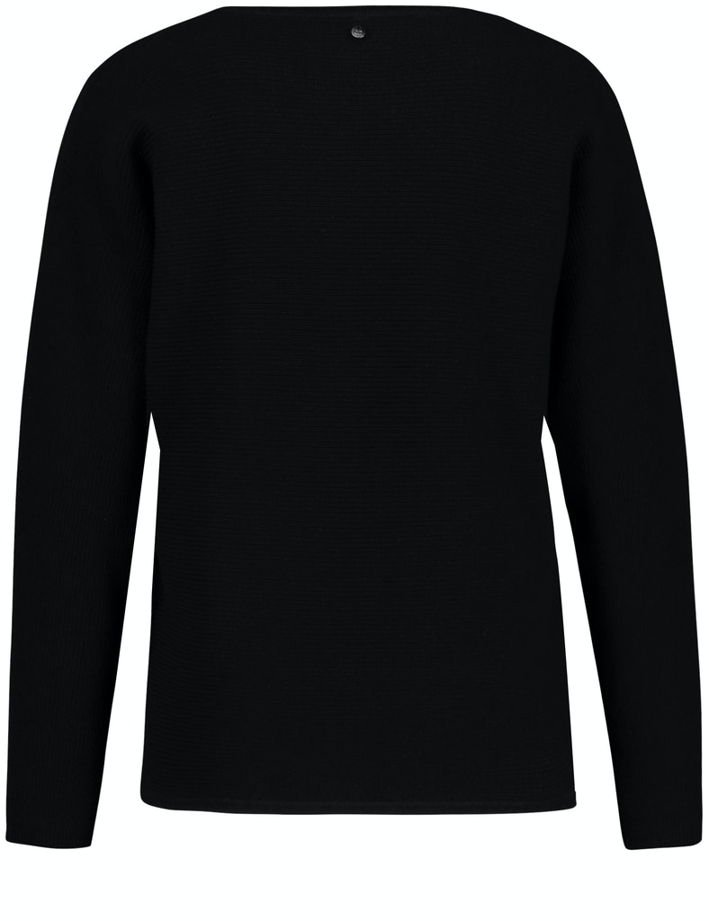 Gerry Weber Pullover mit Rippdetails GOTS, schwarz