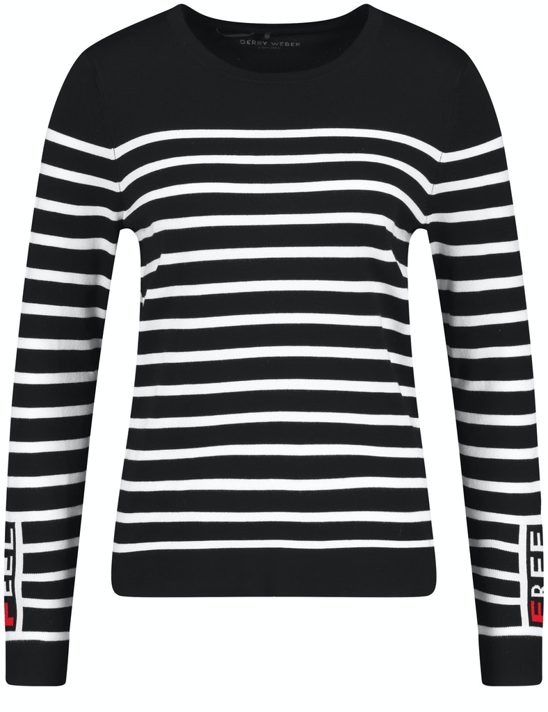 Gerry Weber Geringelter Pullover, schwarz/ecru/weiss ringel