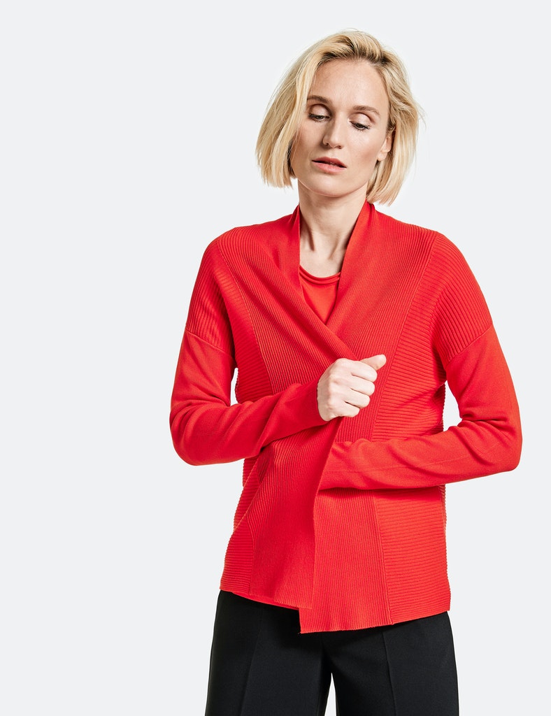 Gerry Weber Offene Jacke mit Rippenstrick, chili