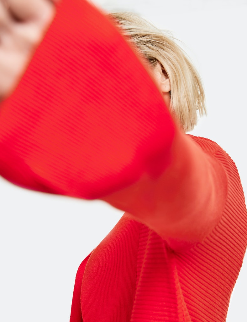 Gerry Weber Offene Jacke mit Rippenstrick, chili