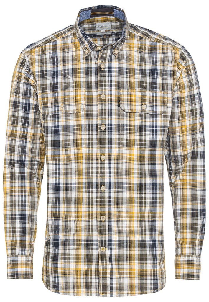 Camel active Langarm Hemd Regular Fit im Karomuster, gold