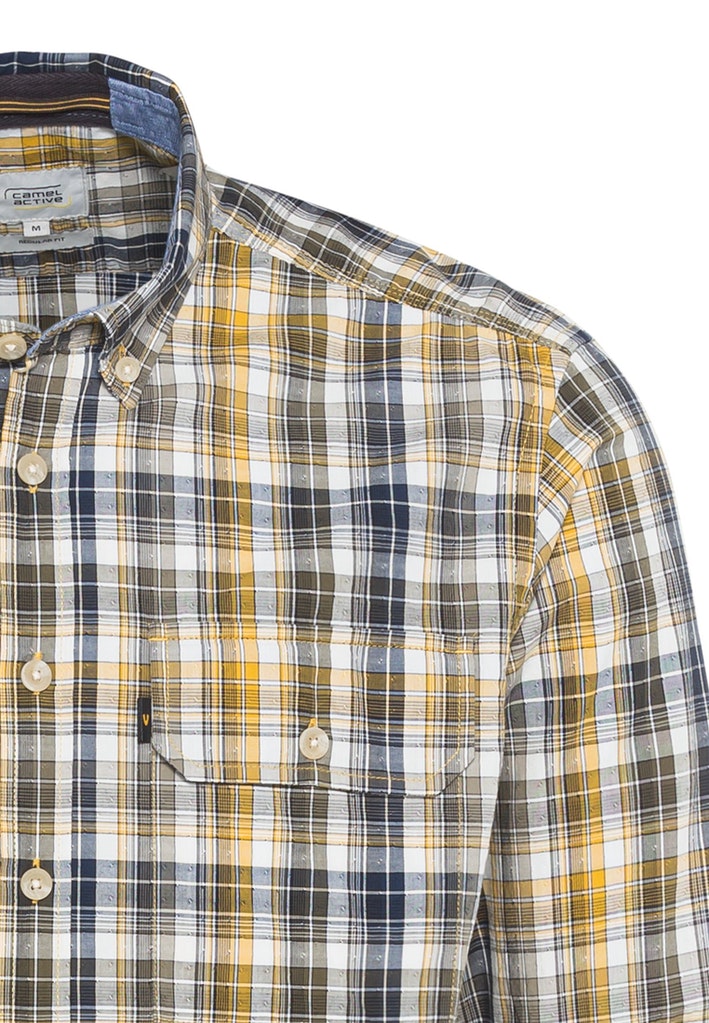 Camel active Langarm Hemd Regular Fit im Karomuster, gold