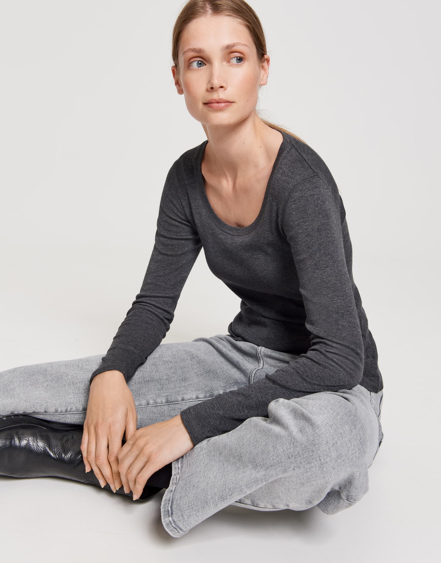 Opus Longsleeve Sorana, slate grey melange