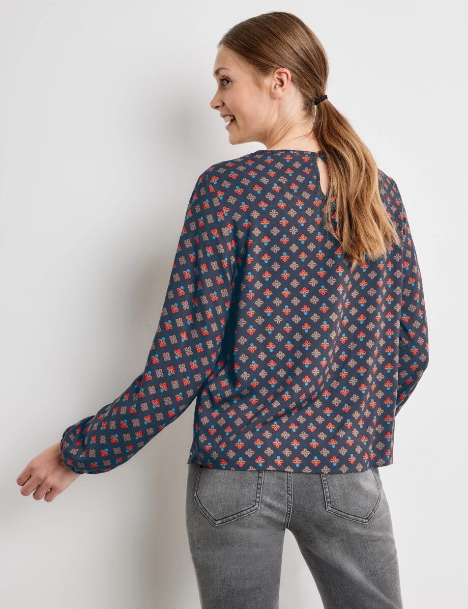 Taifun Bluse mit Allover-Print, charcoal gemustert