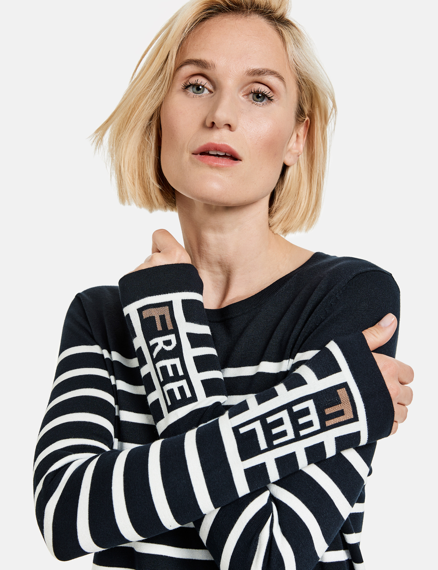 Gerry Weber Geringelter Pullover, schwarz/ecru/weiss ringel