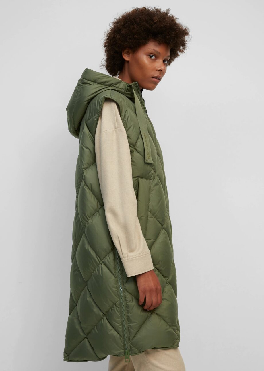 MARC O’POLO Puffer-Daunenweste mit langen, seitlichen Zippern, fresh moss