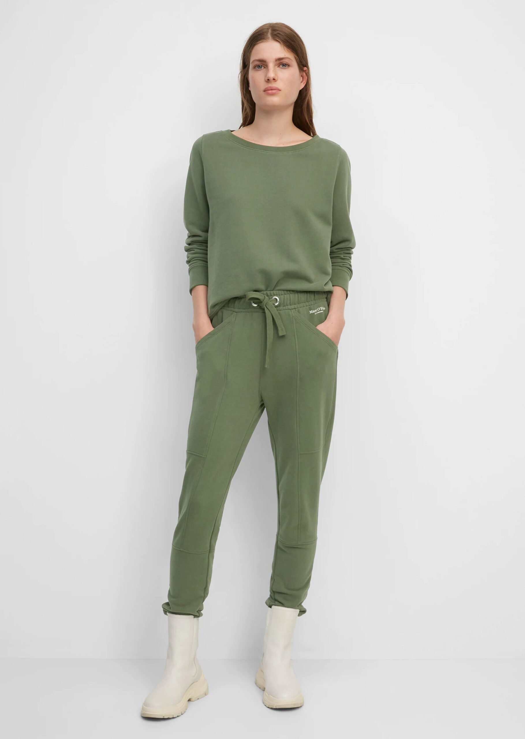 MARC O’POLO Sweathose mit soft gepeachter Oberfläche, fresh moss