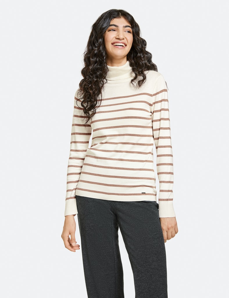 Taifun Rollkragenpullover mit Ringel-Dessin, canvas ringel