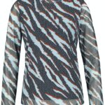Taifun Mesh-Shirt mit Tiger-Print, obsidian gemustert