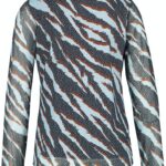 Taifun Mesh-Shirt mit Tiger-Print, obsidian gemustert
