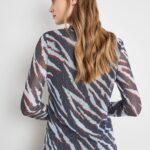 Taifun Mesh-Shirt mit Tiger-Print, obsidian gemustert