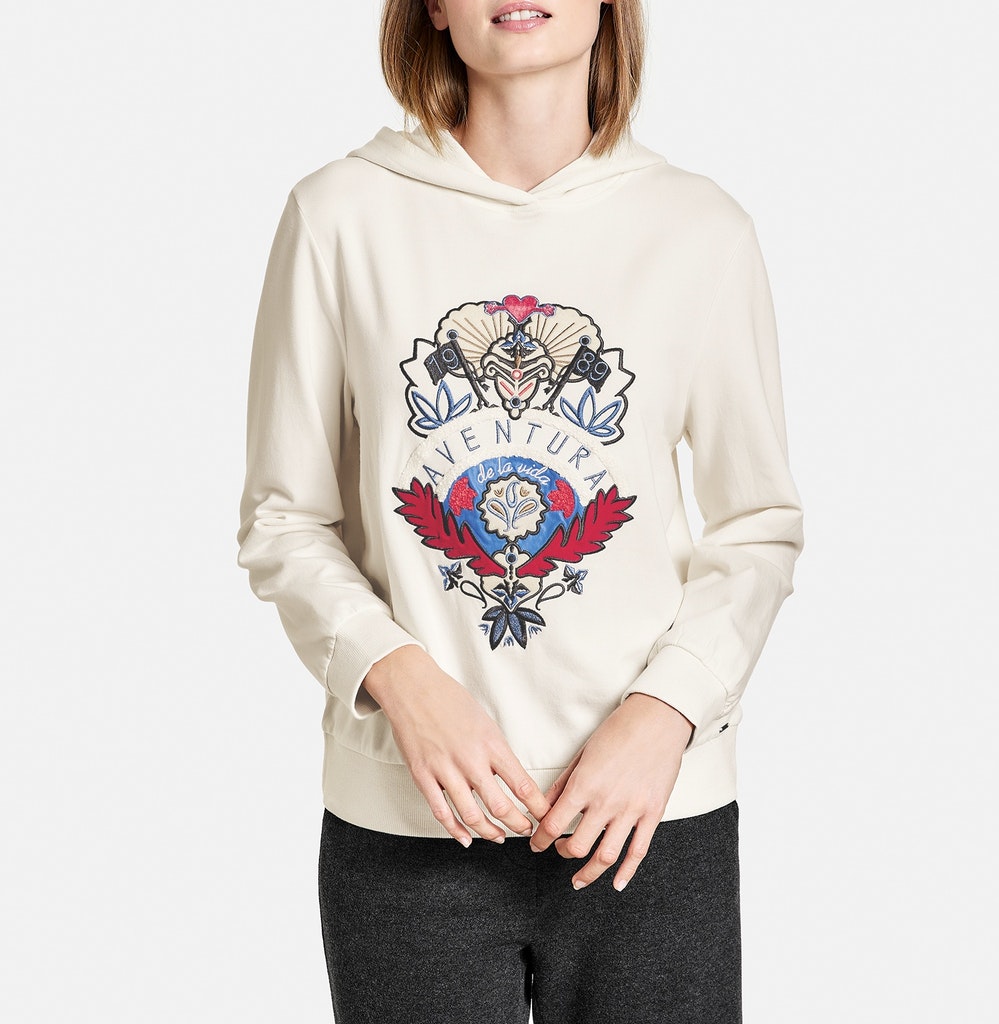 Taifun Hoodie mit Stickerei, canvas gemustert