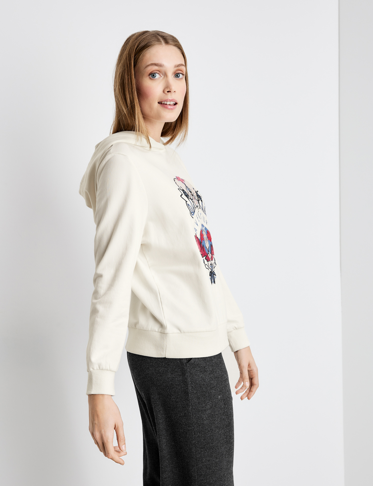 Taifun Hoodie mit Stickerei, canvas gemustert