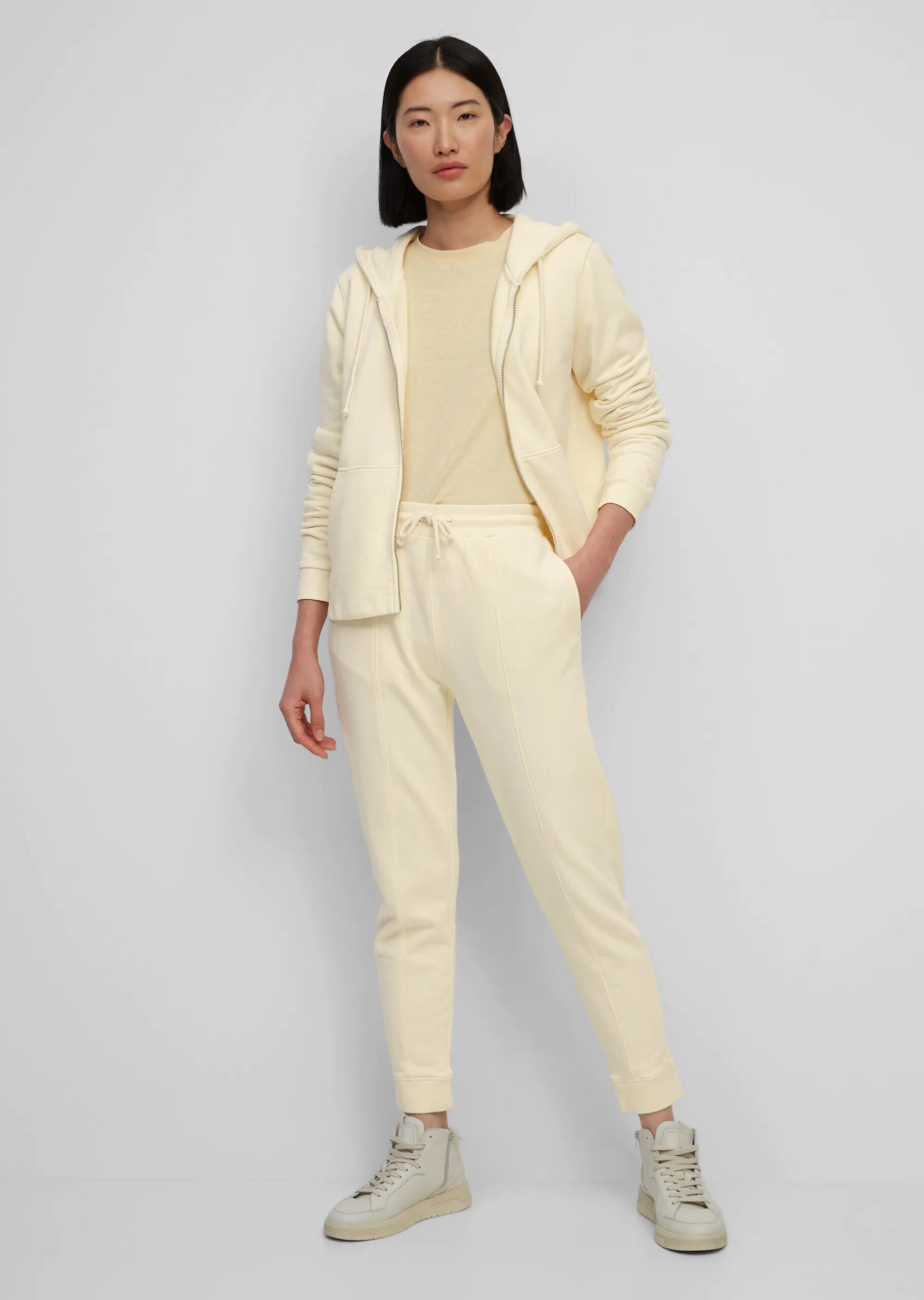 MARC O’POLO Kapuzen-Sweat-Jacke aus Organic Cotton-Qualität , white mousse