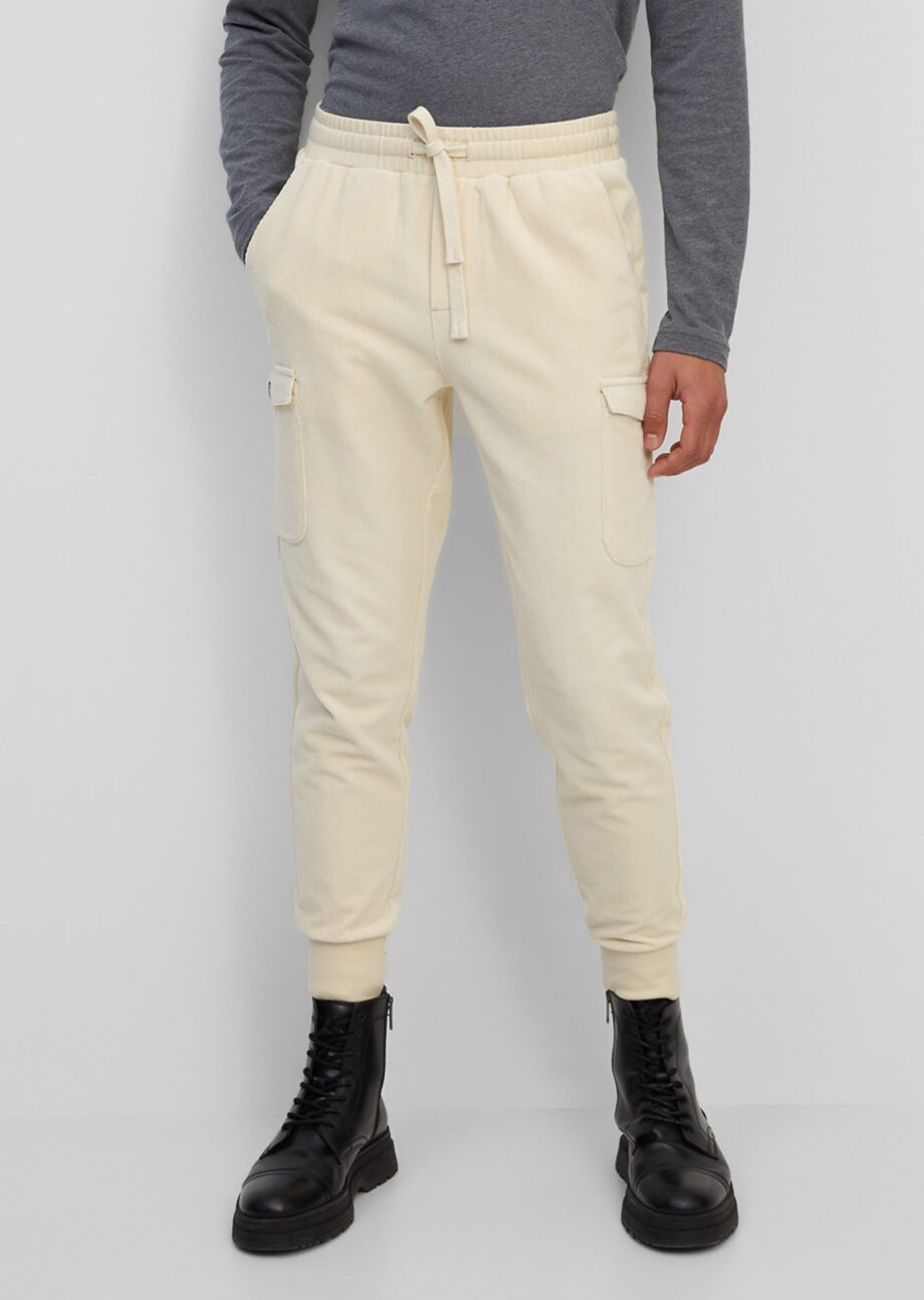 MARC O’POLO Cord-Cargo-Hose aus Organic Cotton-Jersey, linen white