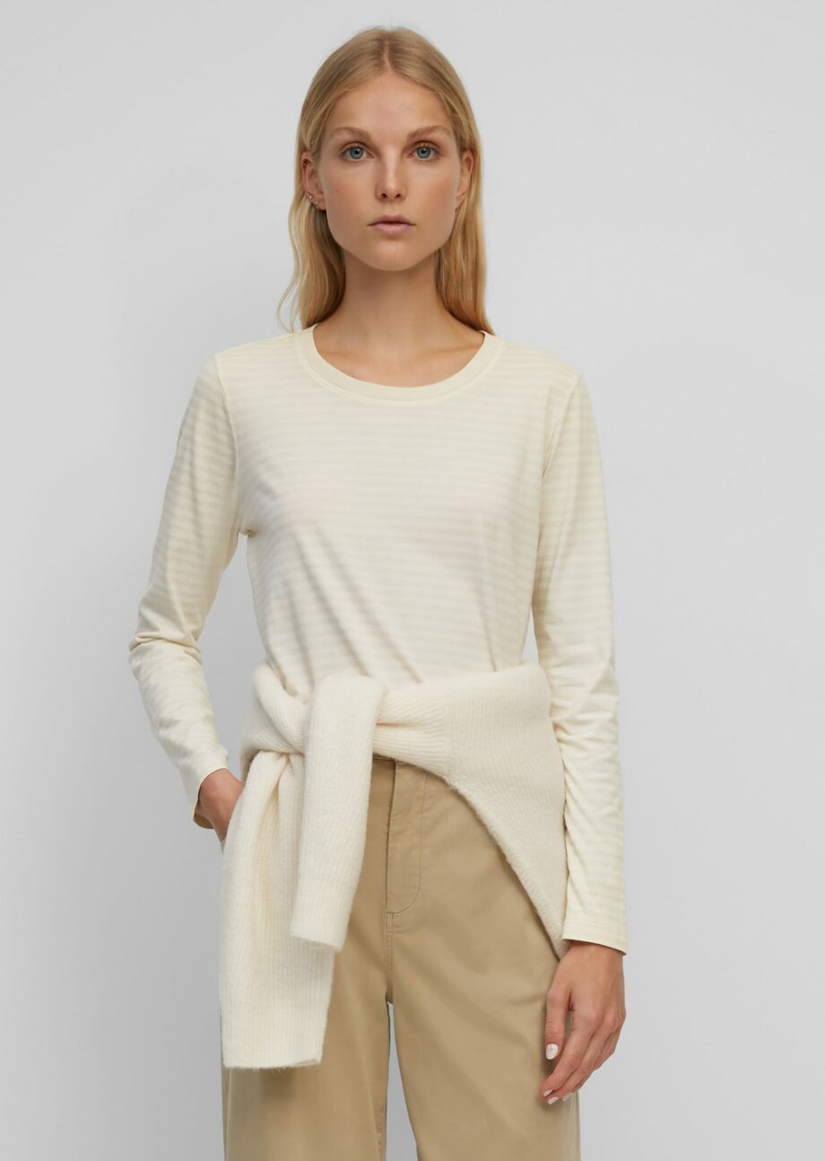 MARC O’POLO Longsleeve aus Organic-Cotton-Jersey, multi/white