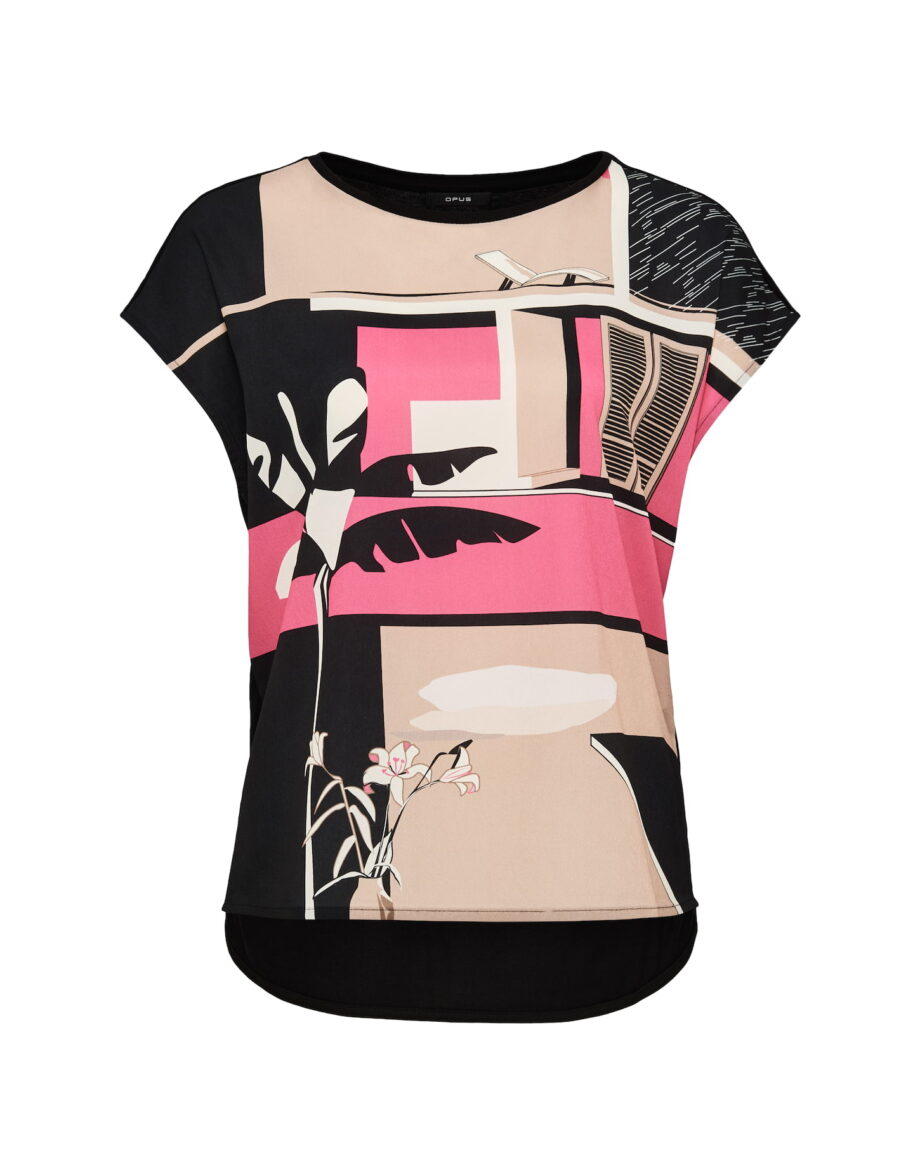 Opus Printshirt Sapalo print, black