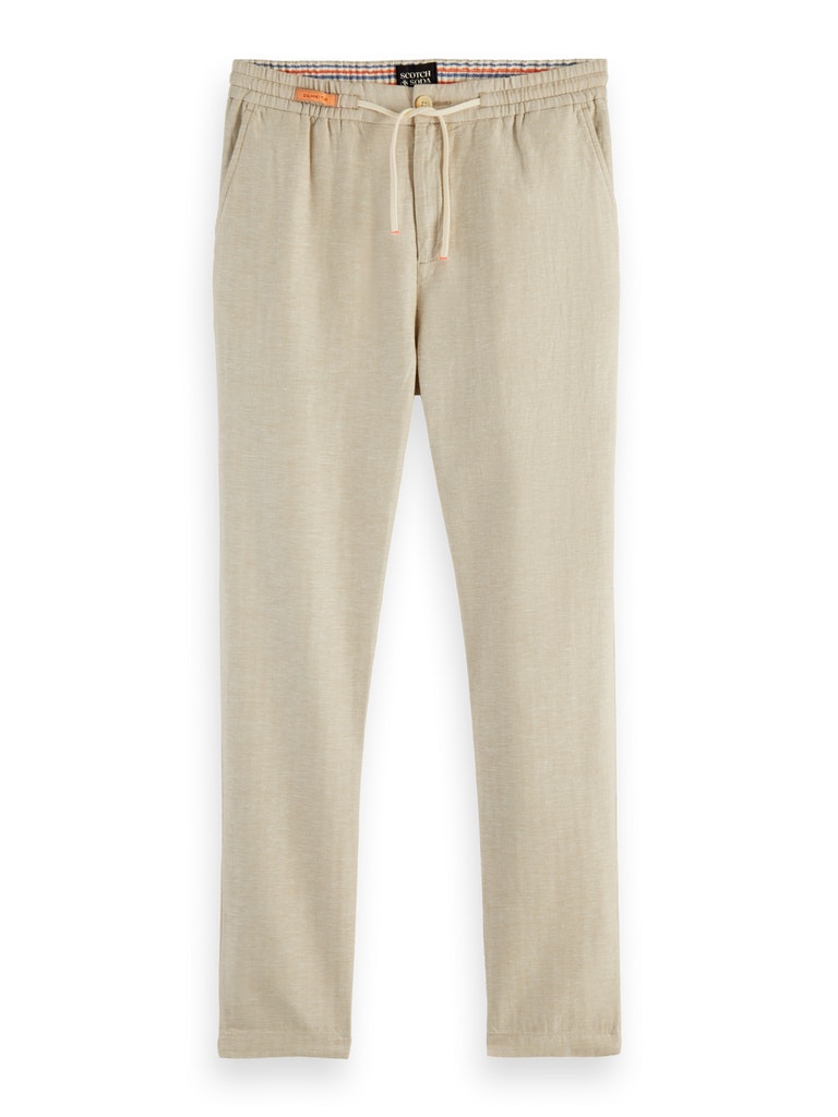 Scotch & Soda Warren Regular Straight Fit Jogginghose aus einer Leinenmischung, Sand Melange
