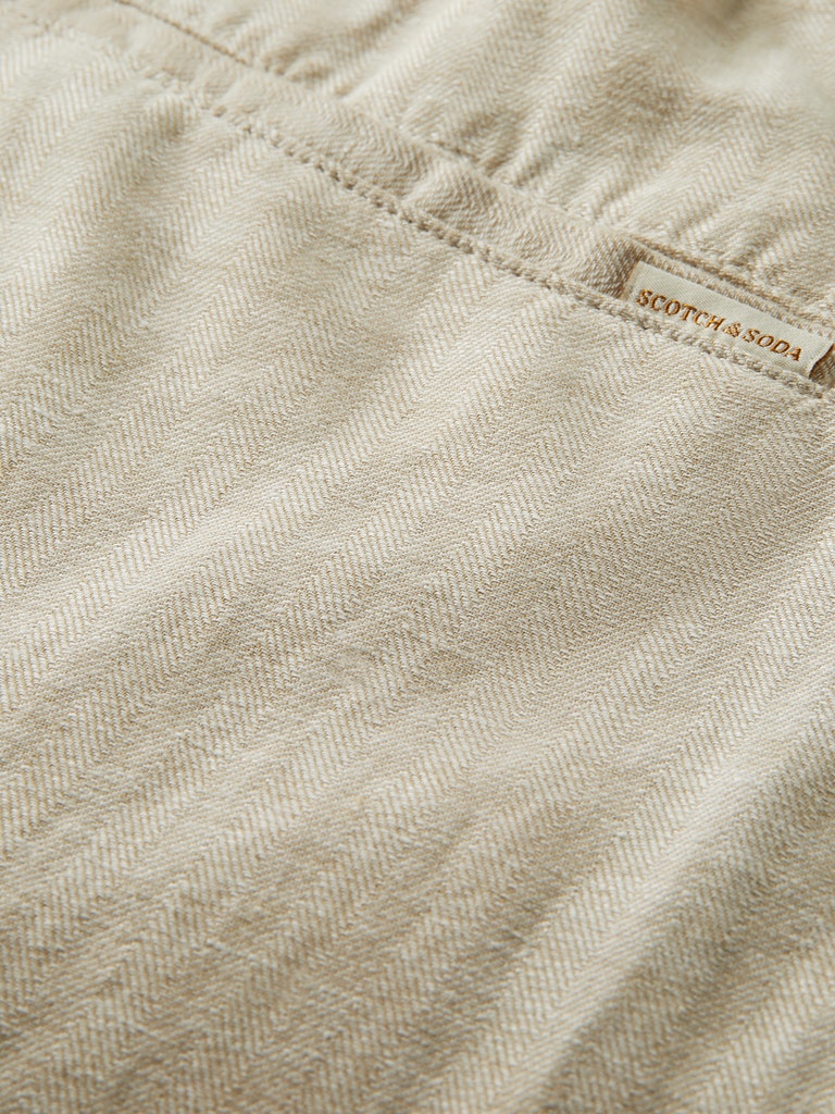 Scotch & Soda Warren Regular Straight Fit Jogginghose aus einer Leinenmischung, Sand Melange