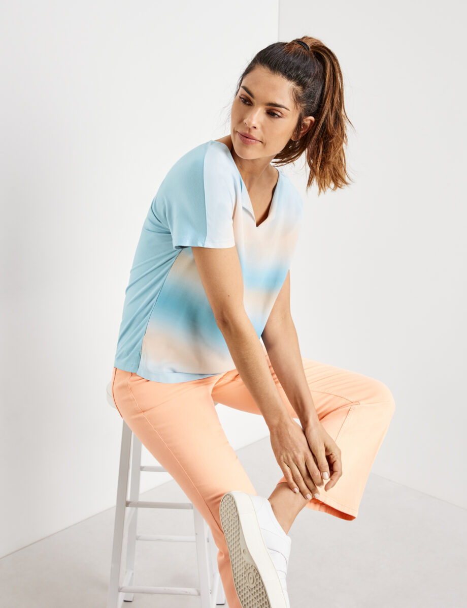 Gerry Weber Shirt mit Degradéemuster EcoVero, blau/rot/orange druck