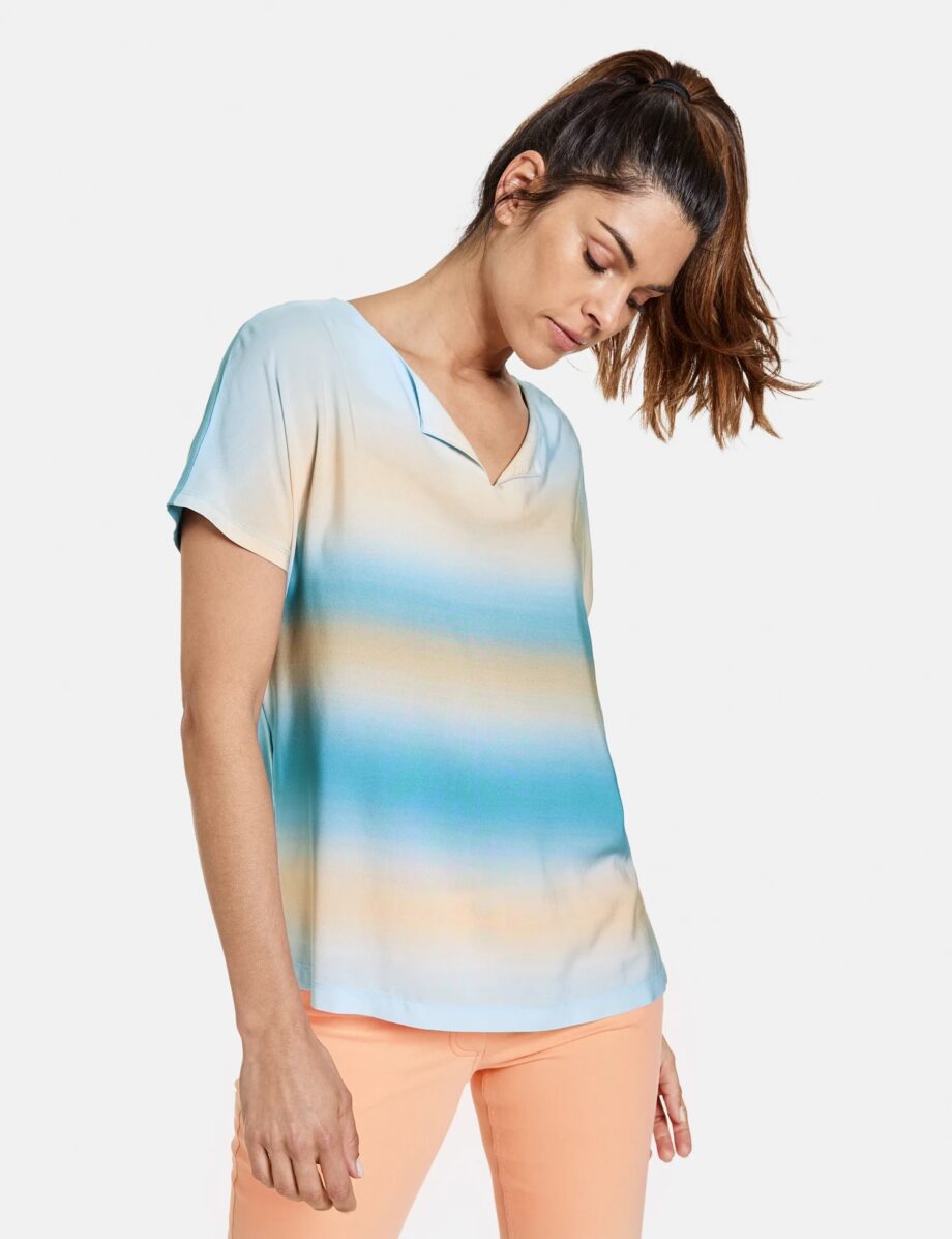 Gerry Weber Shirt mit Degradéemuster EcoVero, blau/rot/orange druck
