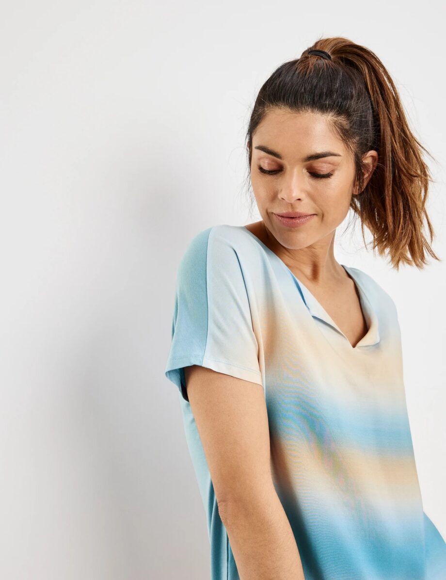 Gerry Weber Shirt mit Degradéemuster EcoVero, blau/rot/orange druck