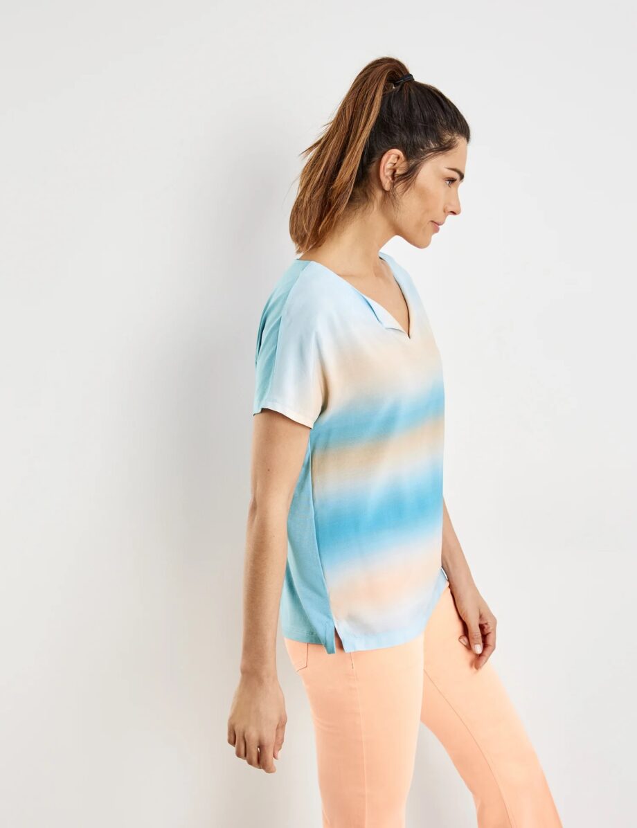 Gerry Weber Shirt mit Degradéemuster EcoVero, blau/rot/orange druck