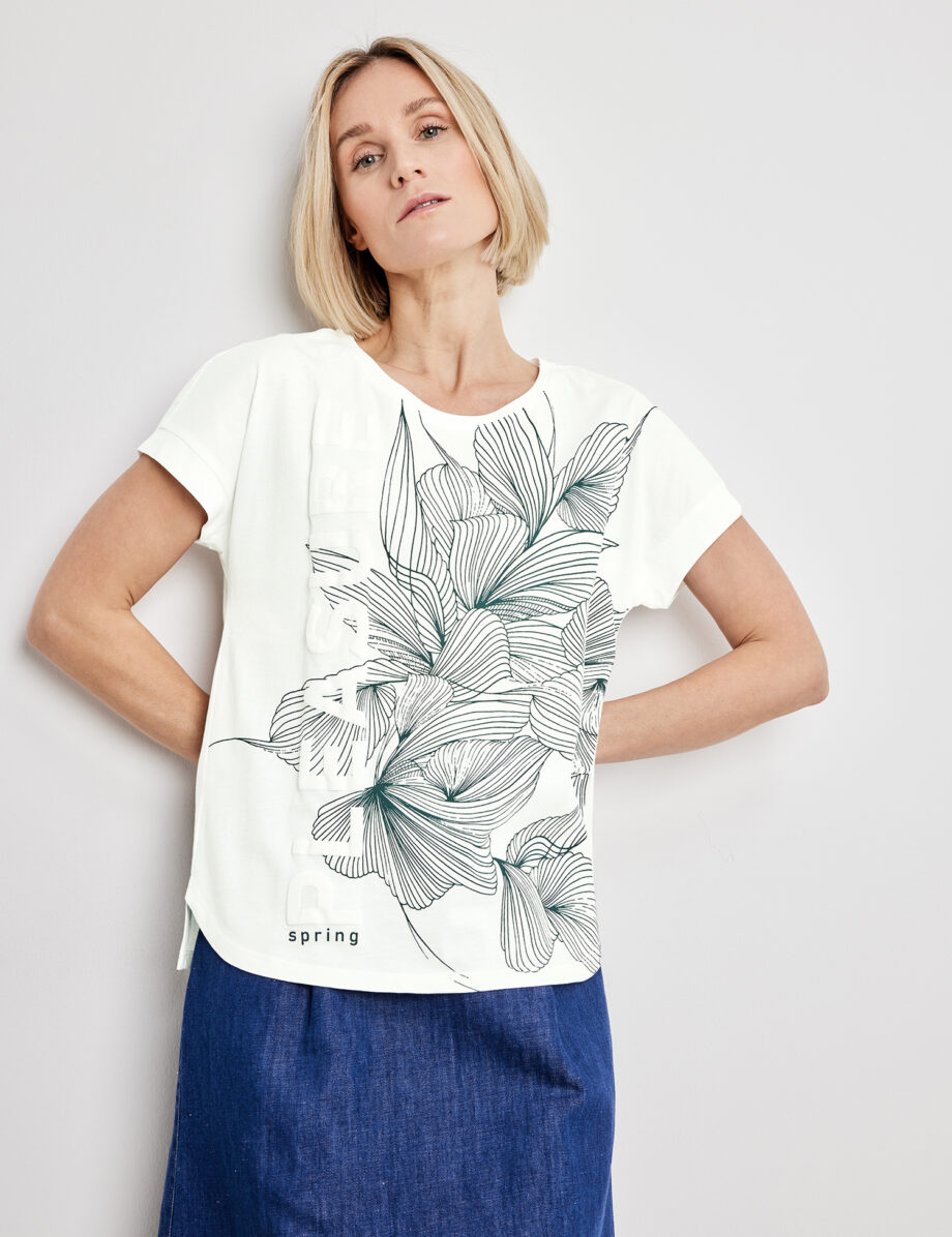 GERRY WEBER Shirt mit floralem Print GOTS, off-white