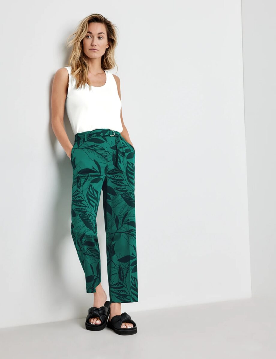 GERRY WEBER Hose mit Blätterdruck, seaweed pine druck