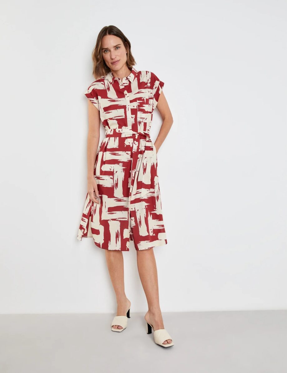 Blusenkleid mit grafischem Muster, wine offwhite