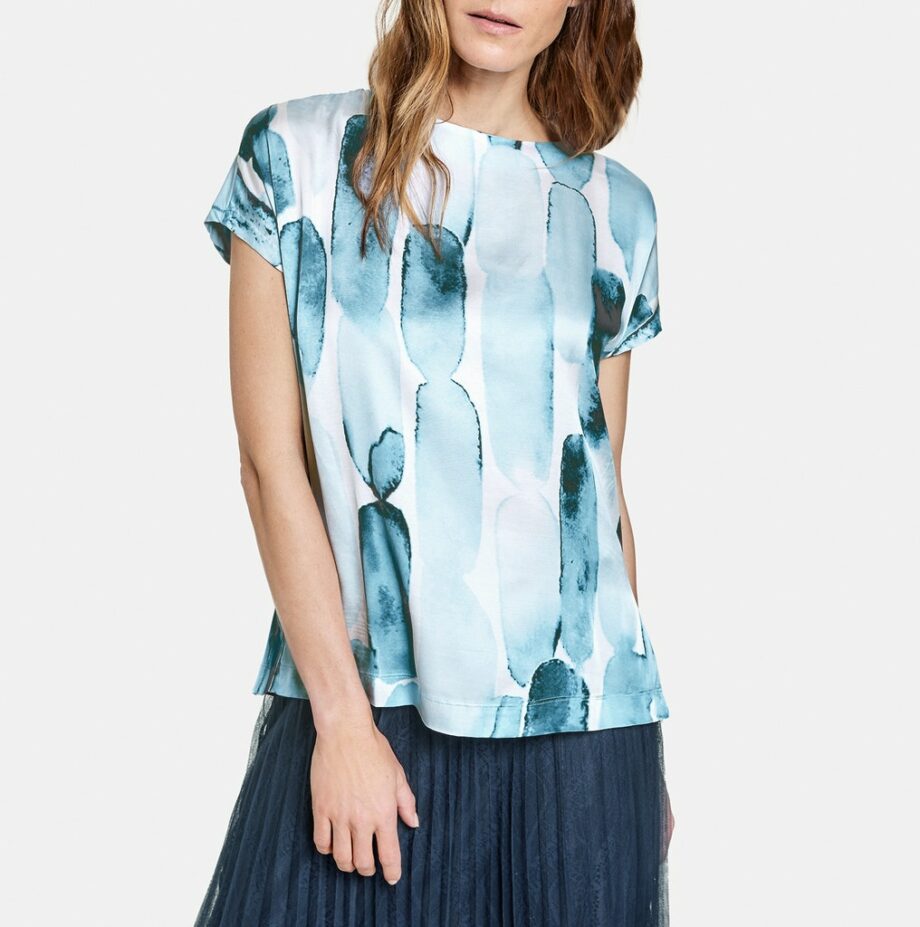 GERRY WEBER Kunstvolles Shirt EcoVero, sky/ light blue