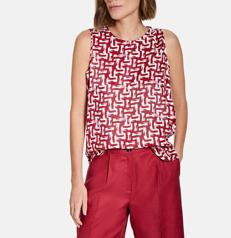 GERRY WEBER
      
        Blusentop mit grafischem Muster, wine offwhite