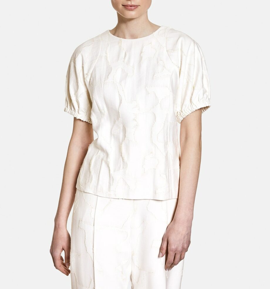 TAIFUN Bluse mit Puffärmeln, offwhite gemustert