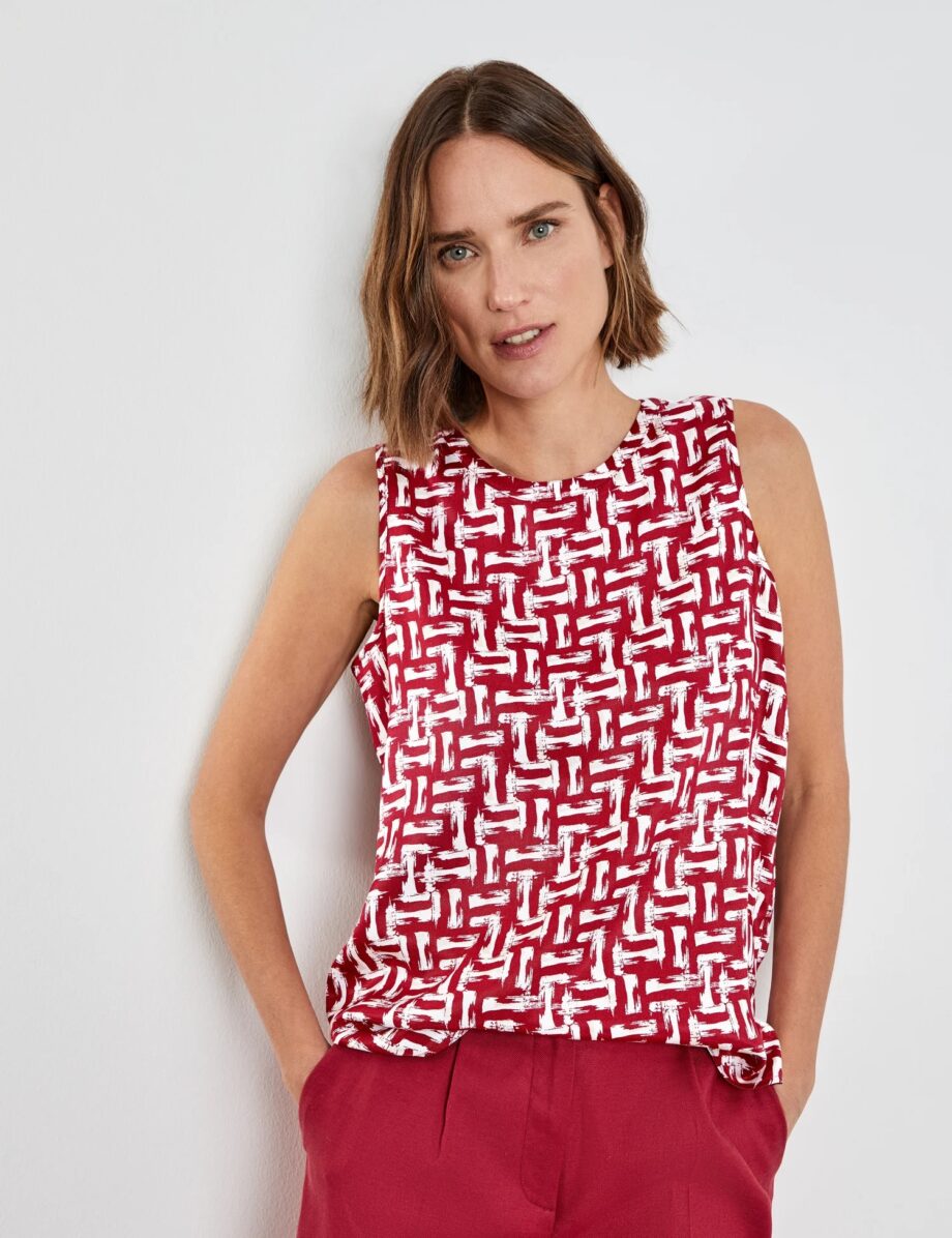 GERRY WEBER
      
        Blusentop mit grafischem Muster, wine offwhite