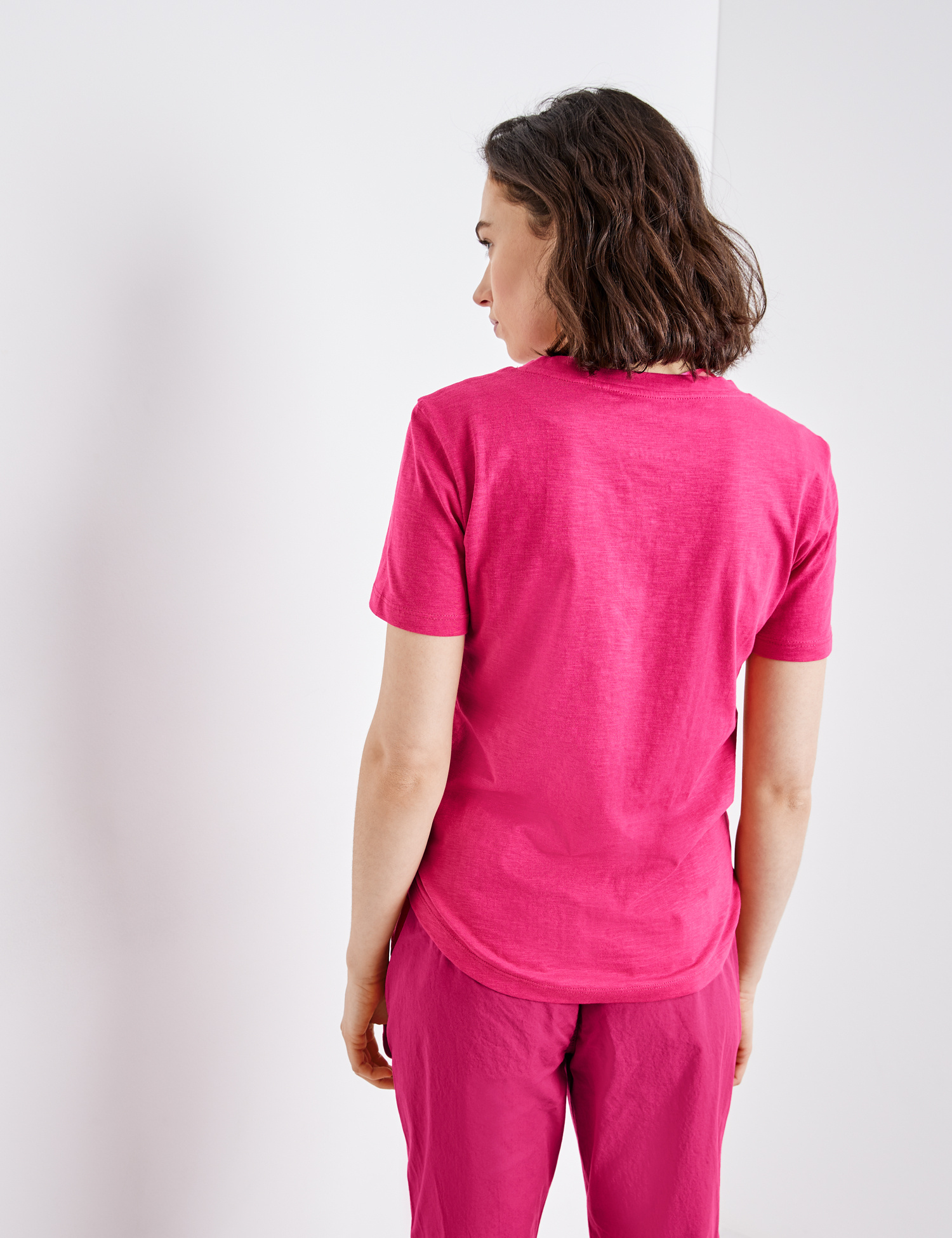 TAIFUN T-Shirt mit Stickerei GOTS, vibrant magnolia gemustert