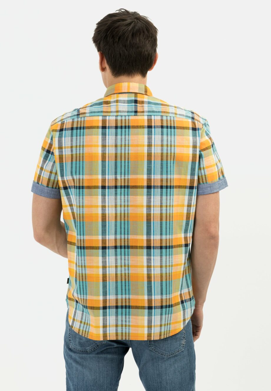 Camel active Kurzarm Karohemd aus Baumwolle, sun orange