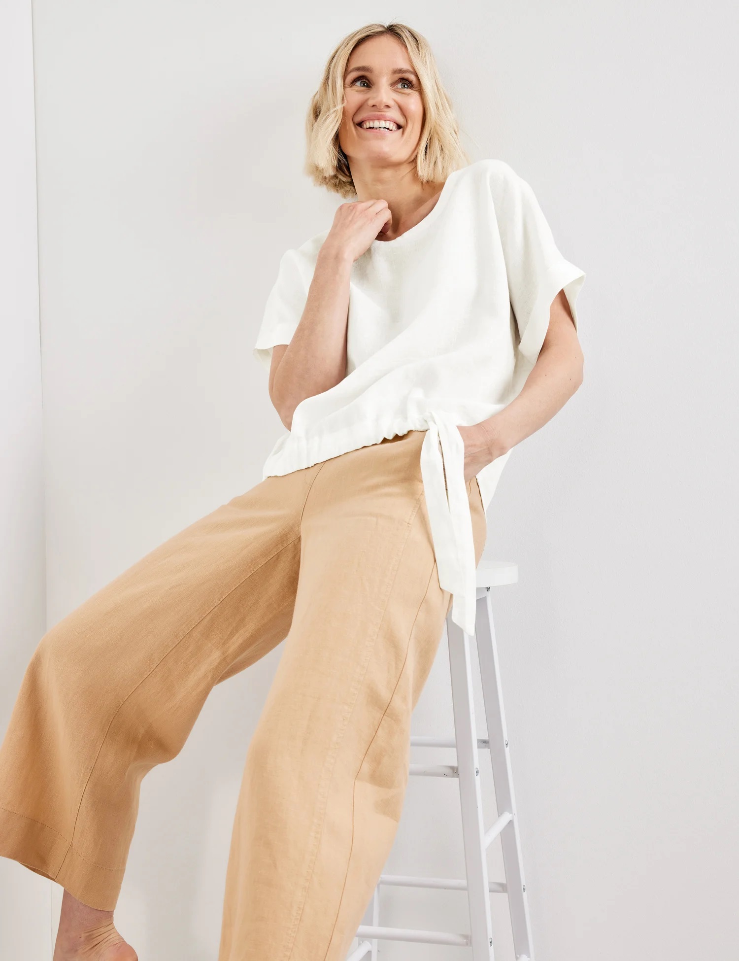 GERRY WEBER
Bluse mit Bindedetail, off-white
