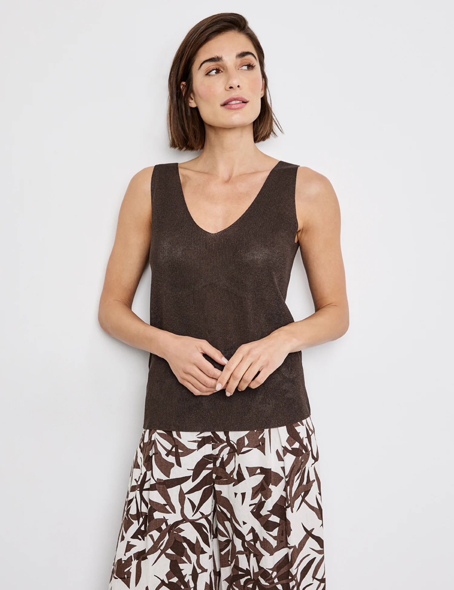 GERRY WEBER
Top aus feinem Strick EcoVero, dark brown