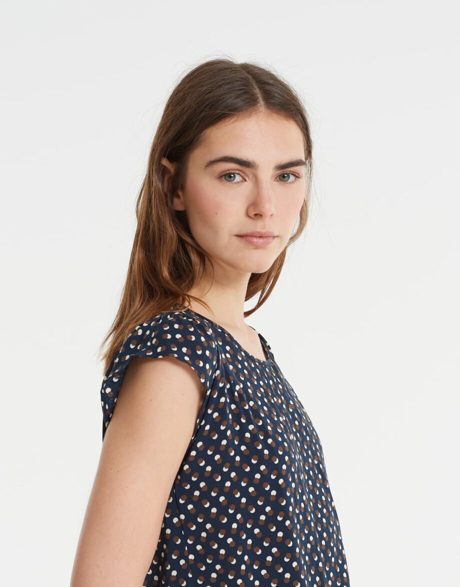 OPUS Shirtbluse Fannie dot, blue shadow