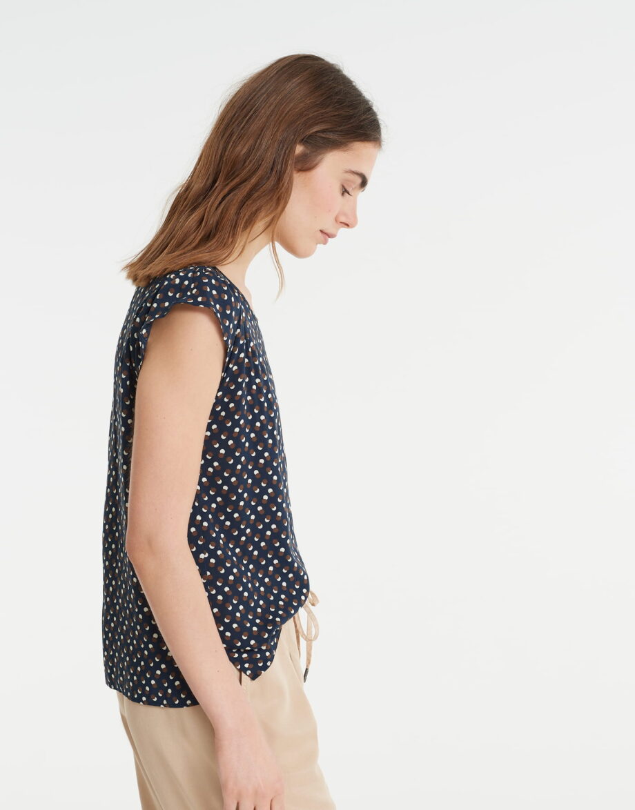 OPUS Shirtbluse Fannie dot, blue shadow