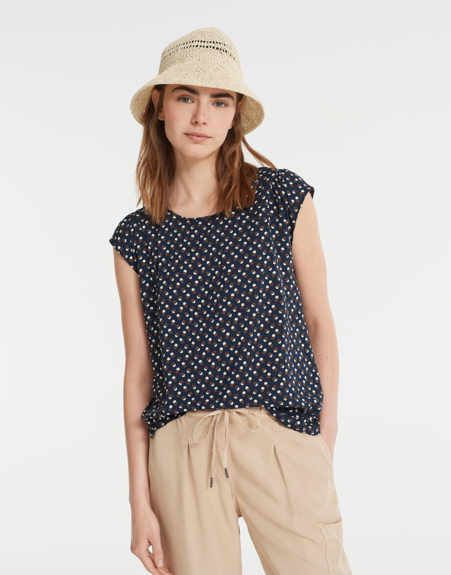 OPUS Shirtbluse Fannie dot, blue shadow