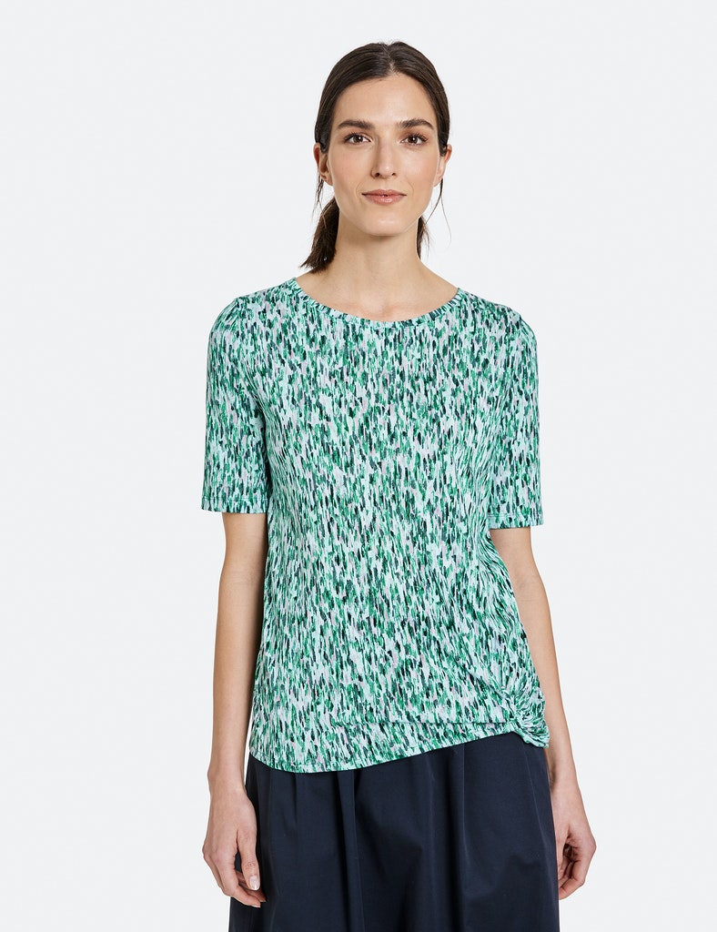 GERRY WEBER
Shirt mit Knotendetail, gruen/lila/pink druck