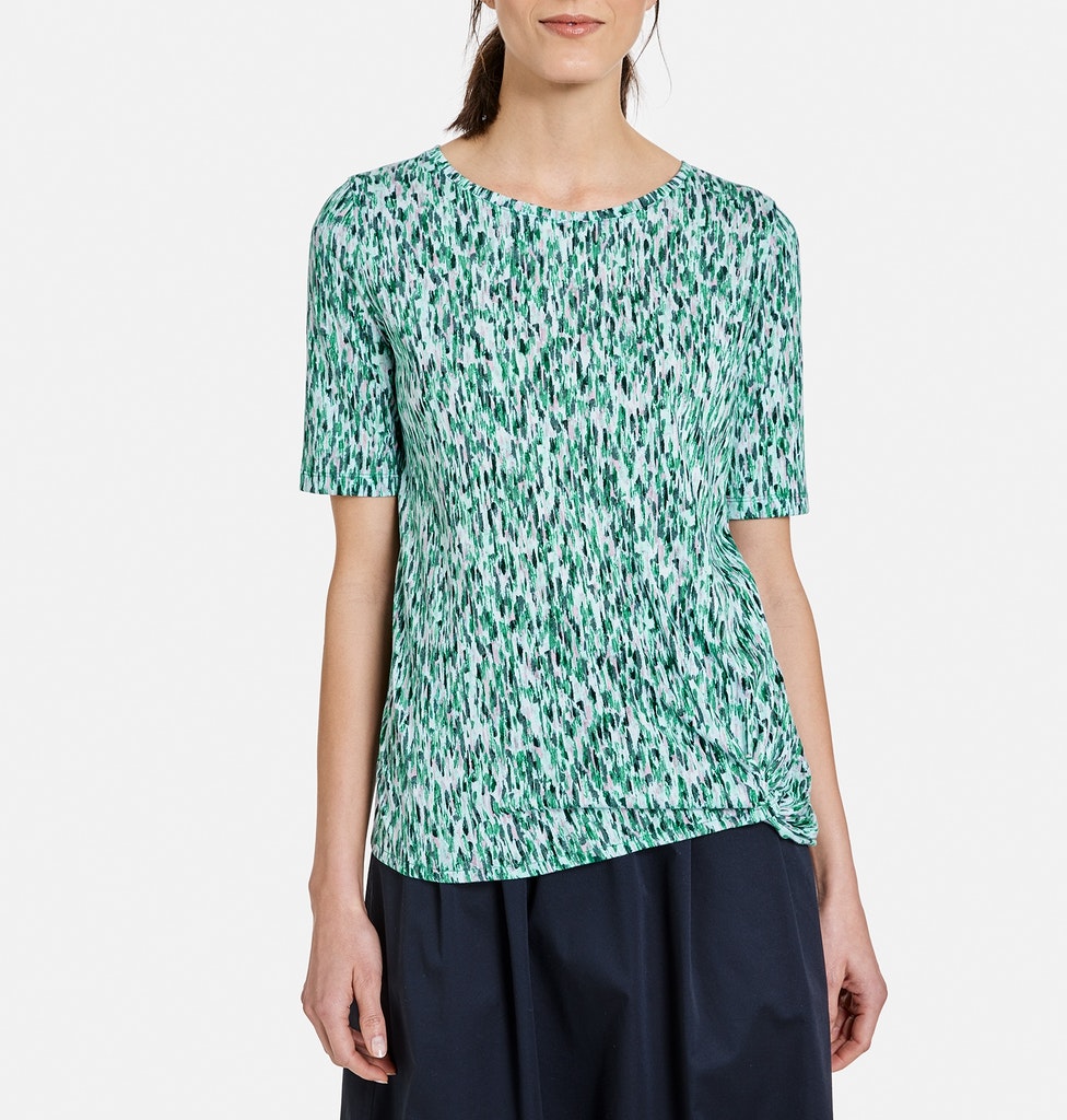 GERRY WEBER
Shirt mit Knotendetail, gruen/lila/pink druck