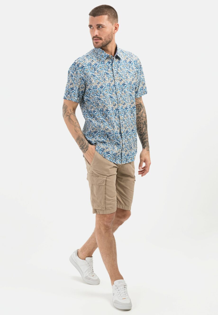 Camel active Kurzarm Hemd mit Allover Print, night blue